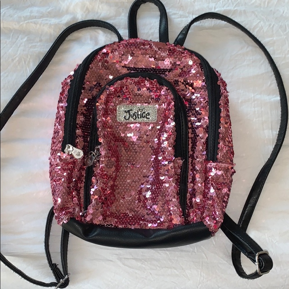 Justice Pink Sequin Mini Backpack - image 1